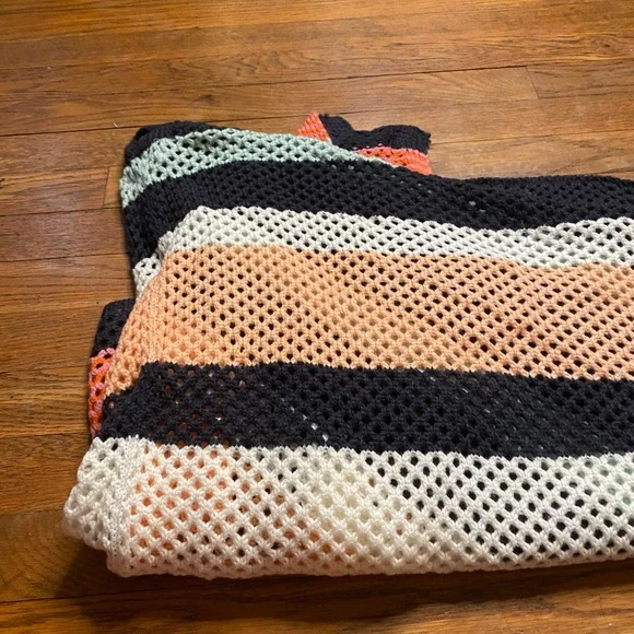 Anthropologie Open Knit Chevron Stripe Cocoon Wrap Vest One Size - Picture 7 of 8